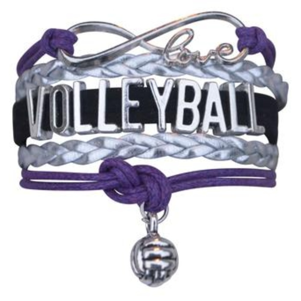 Girls Volleyball Bracelet - Purple & Silver